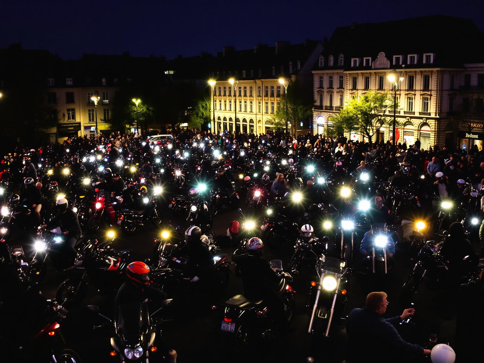 Rassemblement moto place Drouet d'Erlon à Reims