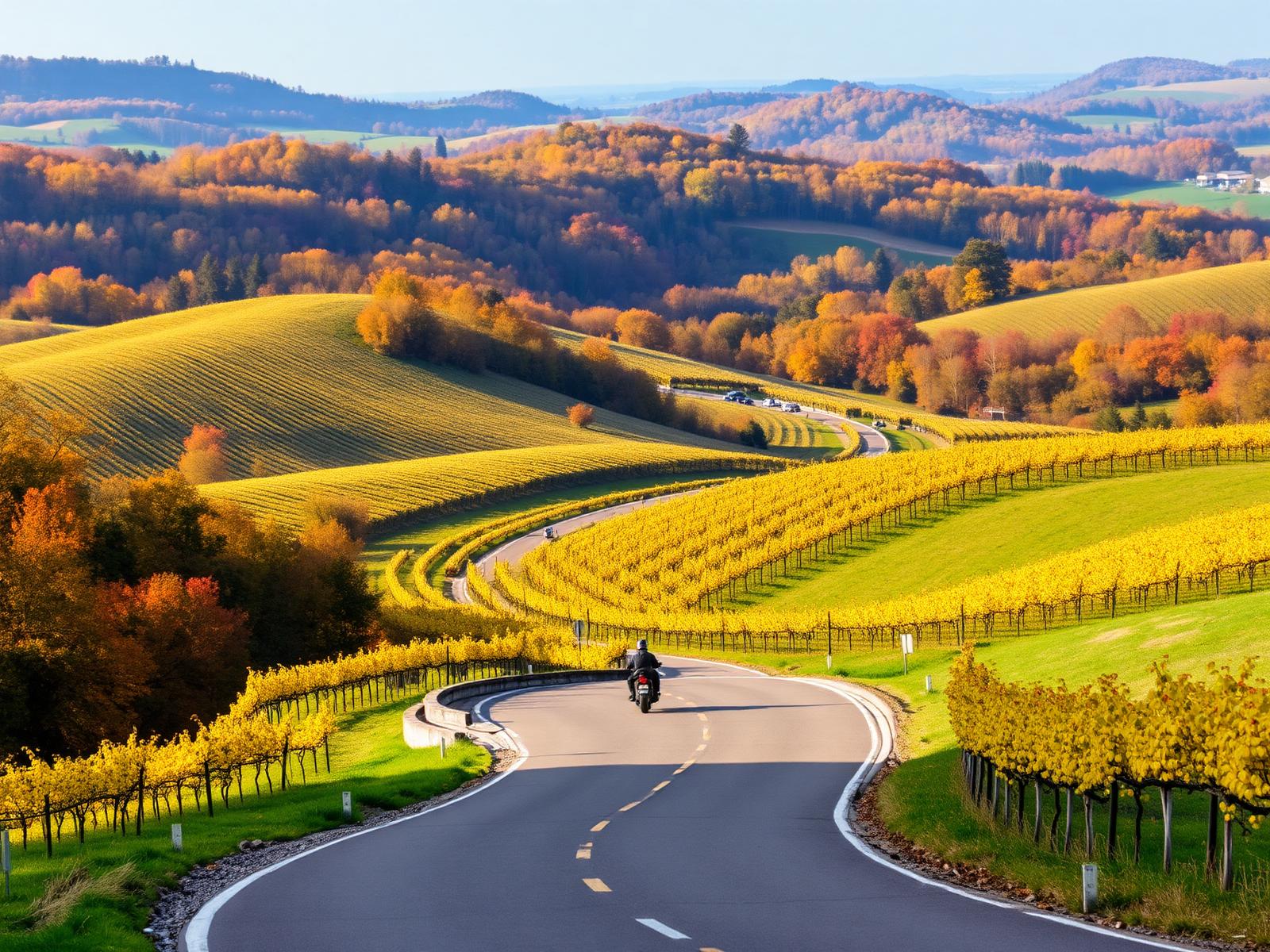 Route dans les vignobles de la Montagne de Reims